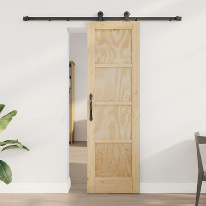 Sliding Door Natural and Black 61 x 198.5 cm Solid Pine Wood