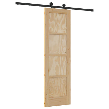 Sliding Door Natural and Black 61 x 198.5 cm Solid Pine Wood
