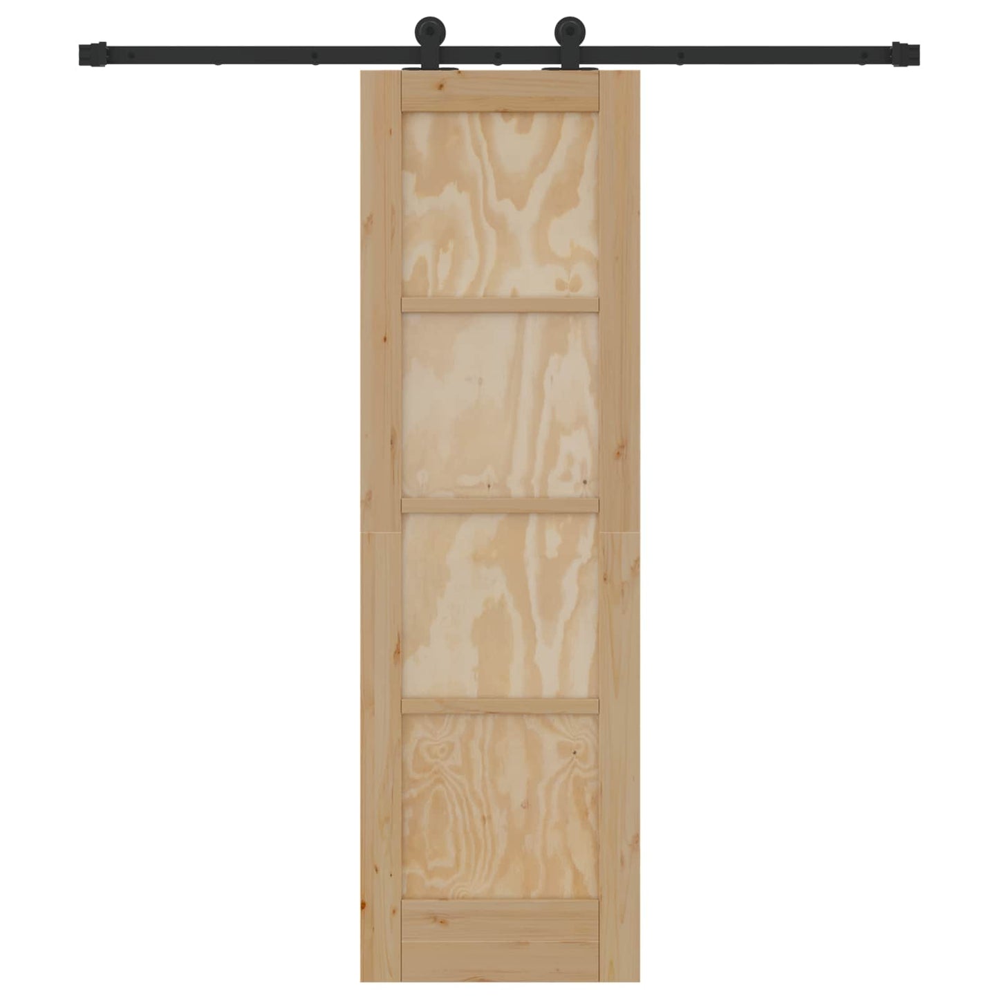 Sliding Door Natural and Black 61 x 198.5 cm Solid Pine Wood