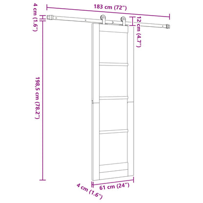 Sliding Door Natural and Black 61 x 198.5 cm Solid Pine Wood