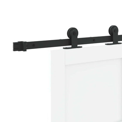 Sliding Door White and Black 83 x 202 cm Solid Pine Wood