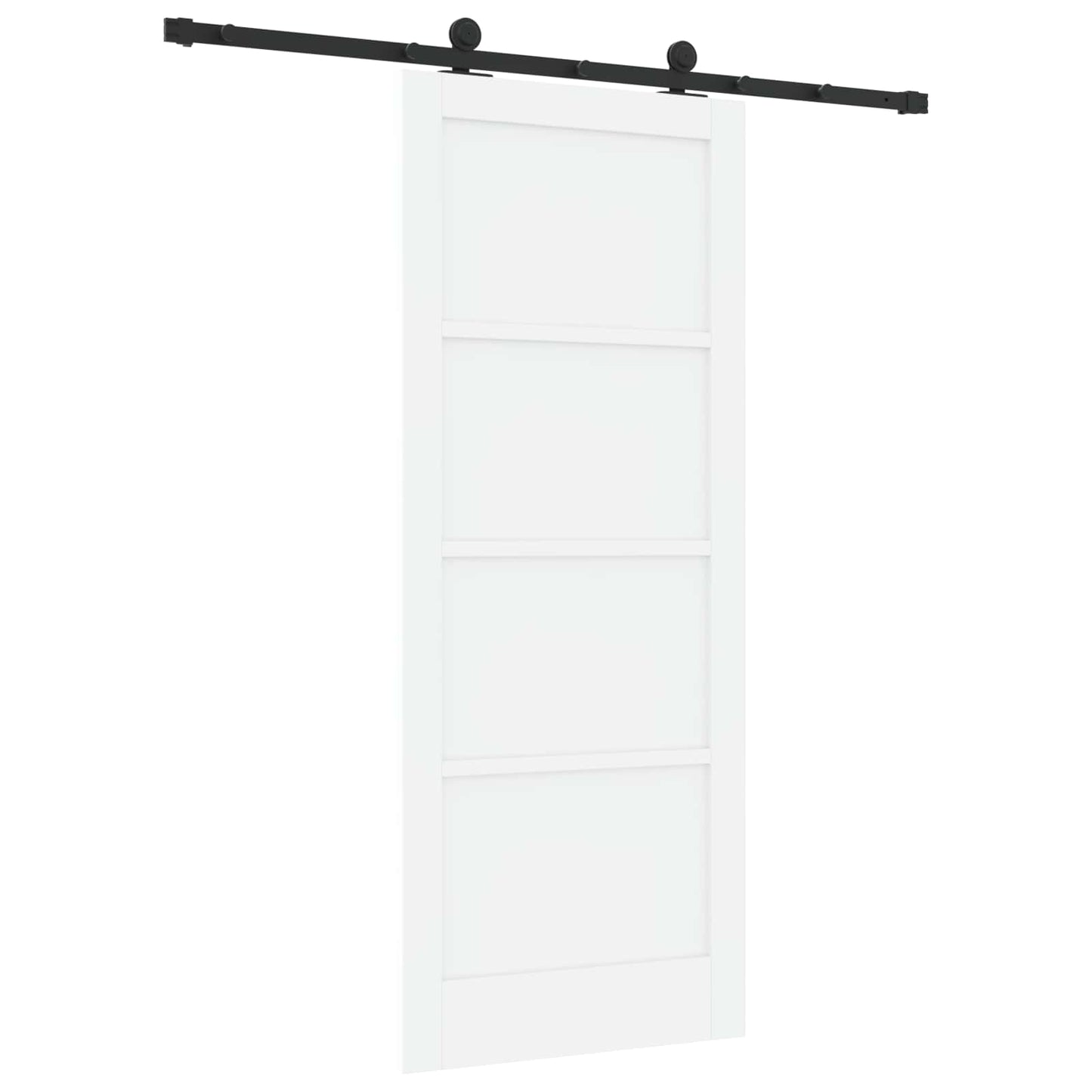 Sliding Door White and Black 83 x 202 cm Solid Pine Wood