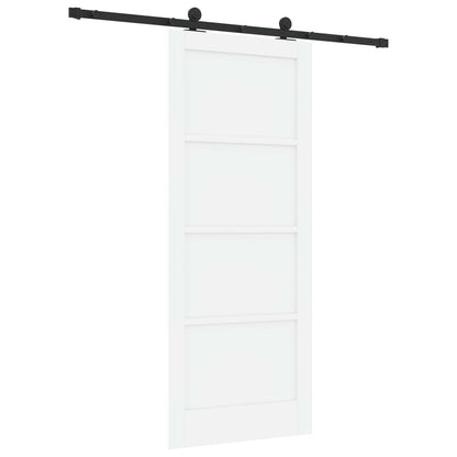 Sliding Door White and Black 83 x 202 cm Solid Pine Wood