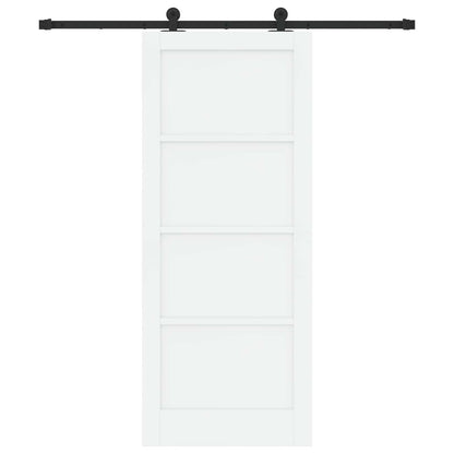 Sliding Door White and Black 83 x 202 cm Solid Pine Wood