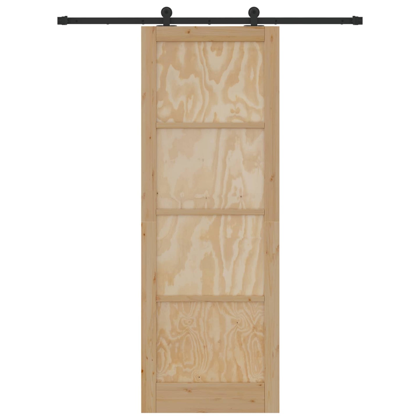 Sliding Door Natural and Black 83 x 232 cm Solid Pine Wood