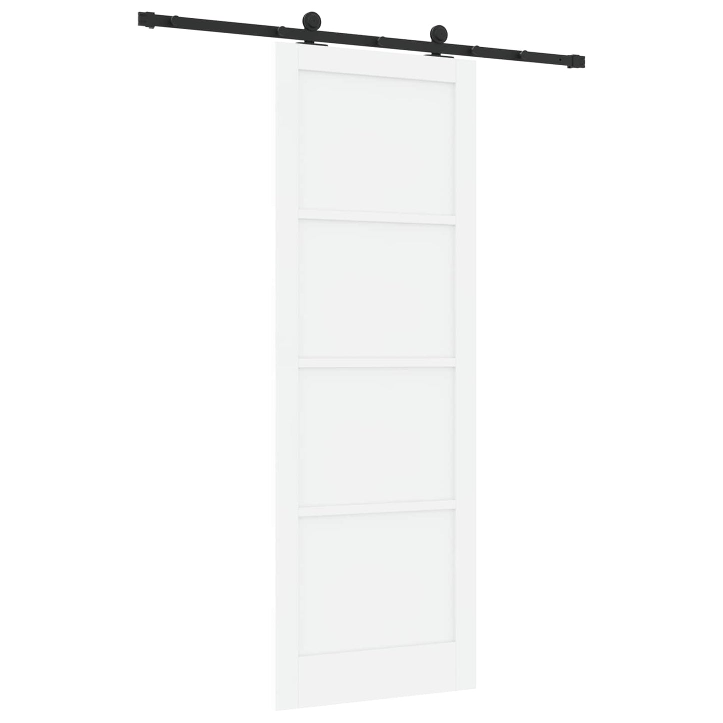 Sliding Door White and Black 83 x 232 cm Solid Pine Wood
