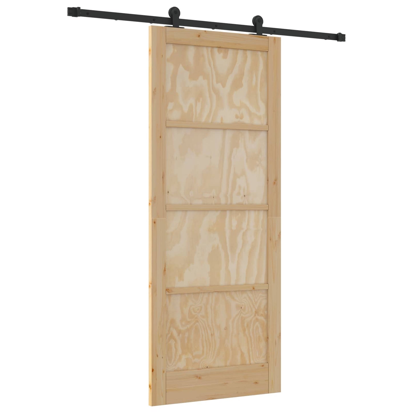 Sliding Door Natural and Black 86 x 211 cm Solid Pine Wood