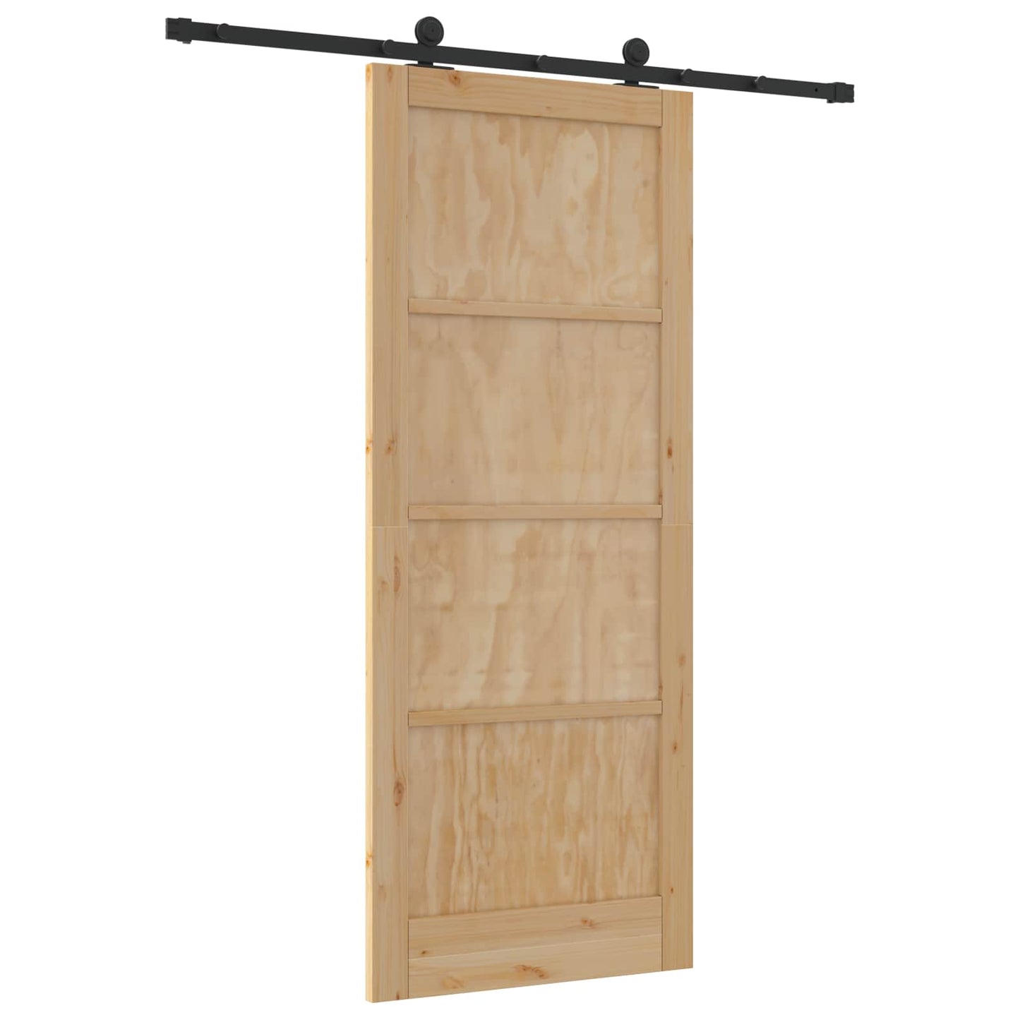 Sliding Door Natural and Black 86 x 211 cm Solid Pine Wood