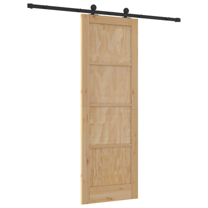 Sliding Door Natural and Black 73.5 x 211 cm Solid Pine Wood