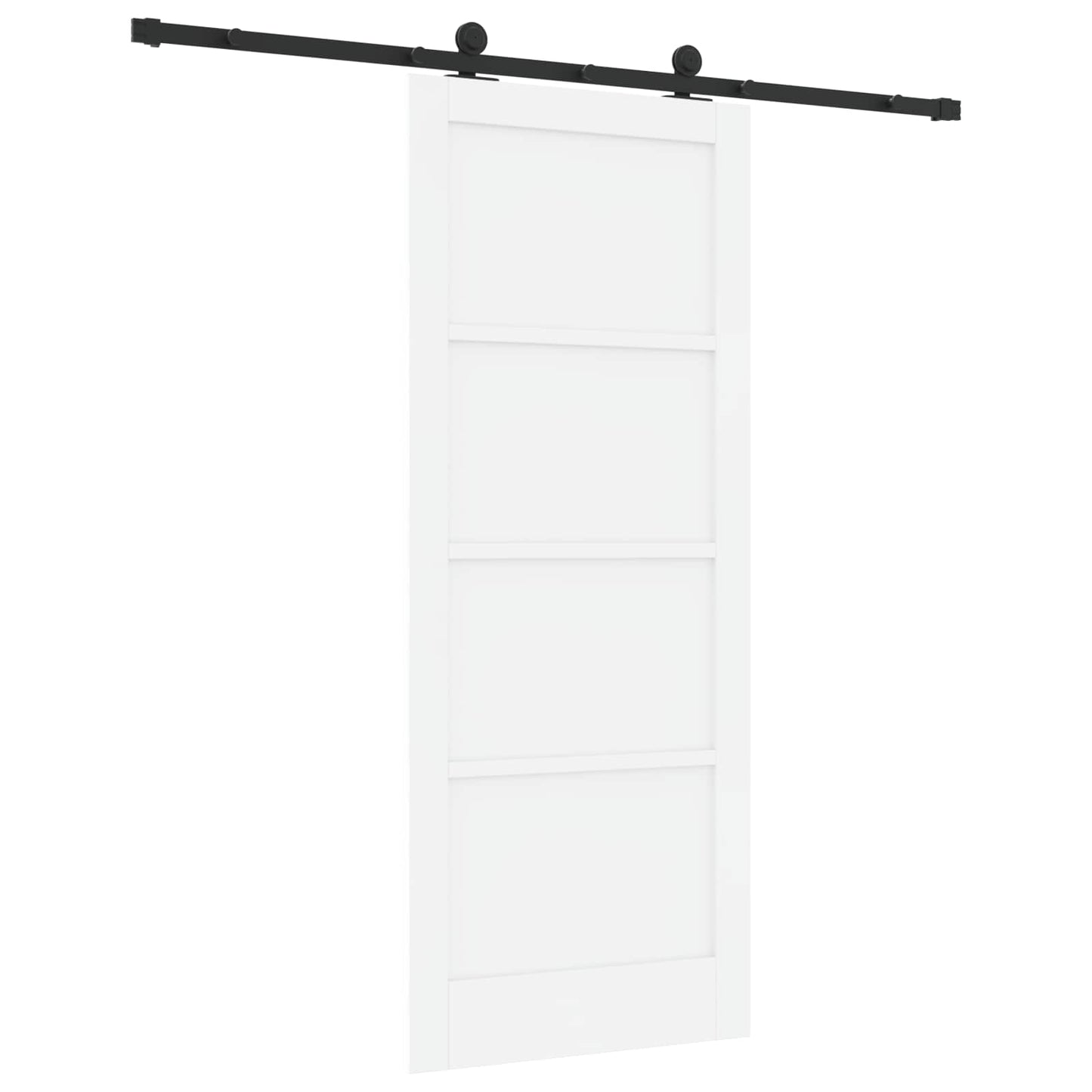 Sliding Door White and Black 83 x 202 cm Solid Pine Wood