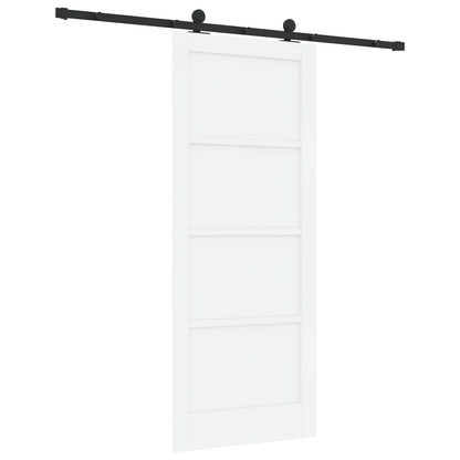 Sliding Door White and Black 83 x 202 cm Solid Pine Wood