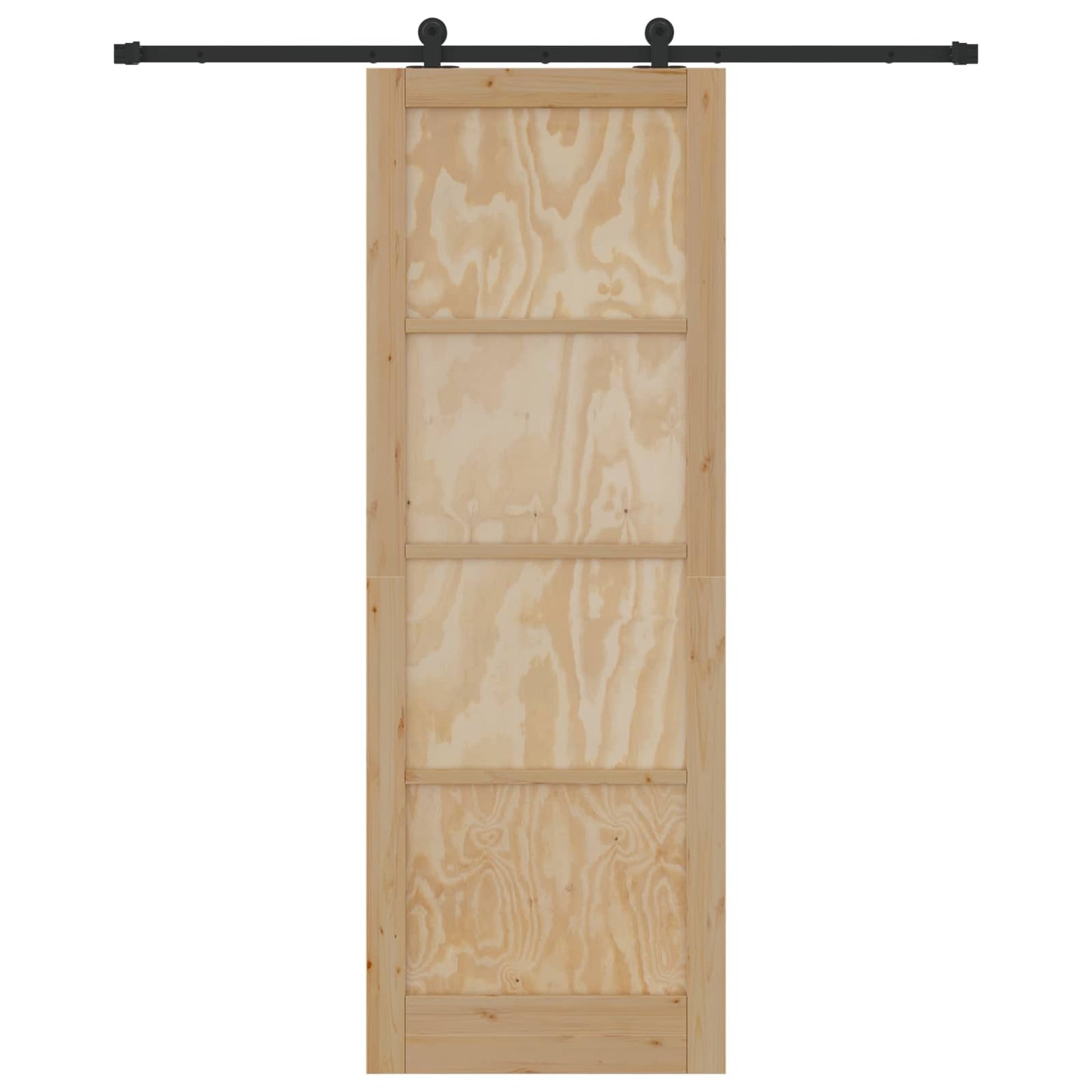 Sliding Door Natural and Black 83 x 232 cm Solid Pine Wood