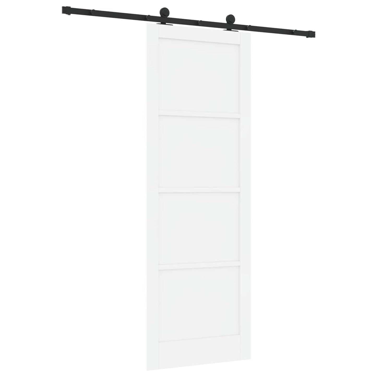 Sliding Door White and Black 83 x 232 cm Solid Pine Wood