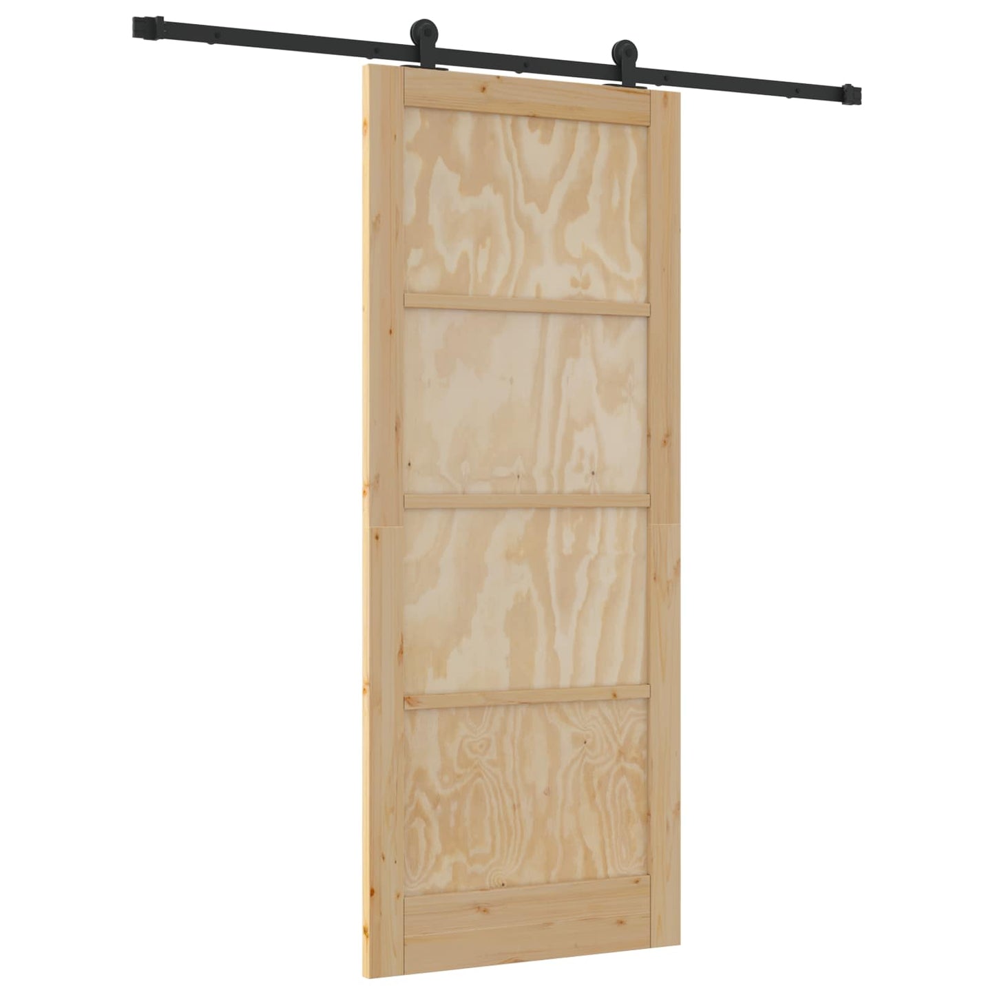 Sliding Door Natural and Black 86 x 211 cm Solid Pine Wood
