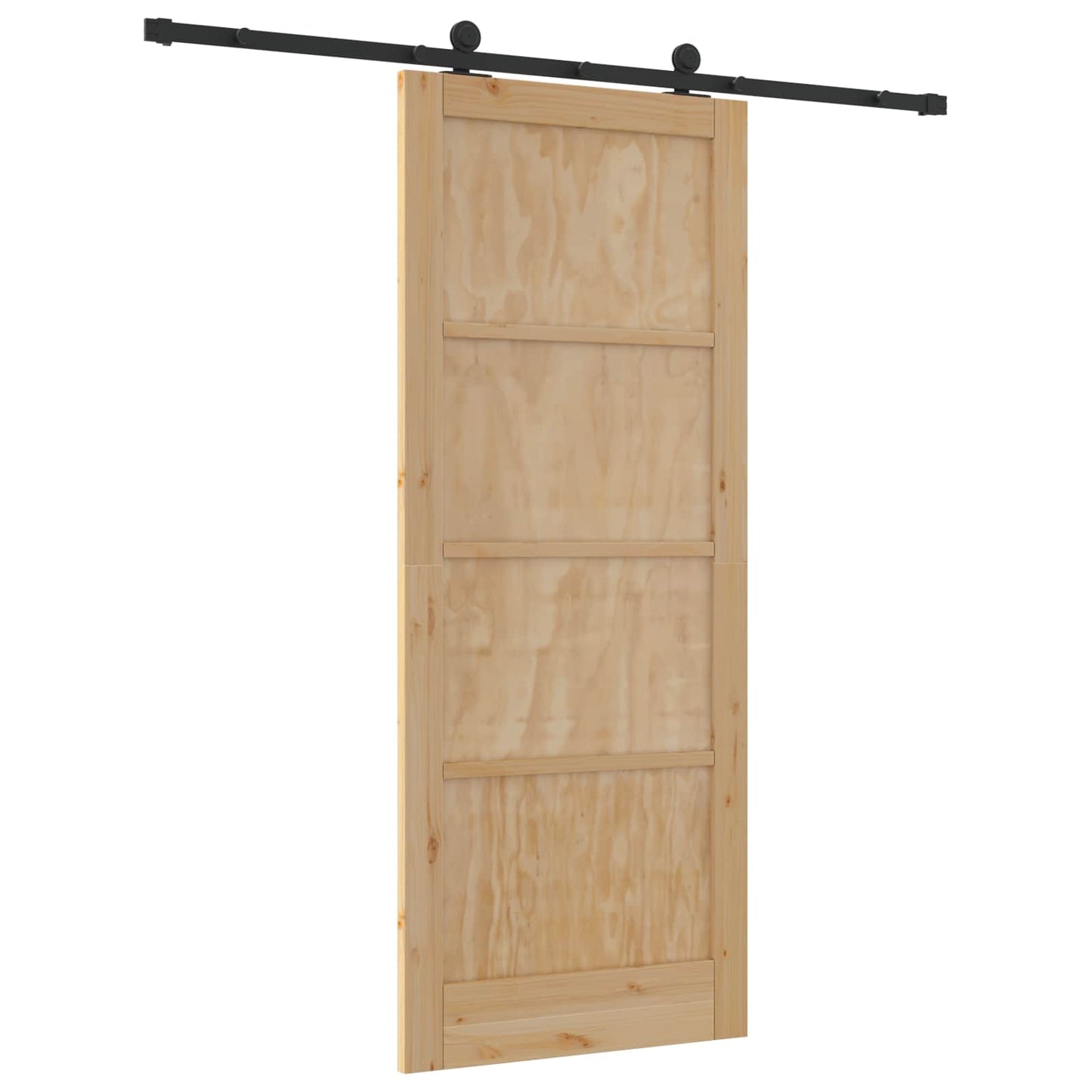 Sliding Door Natural and Black 86 x 211 cm Solid Pine Wood