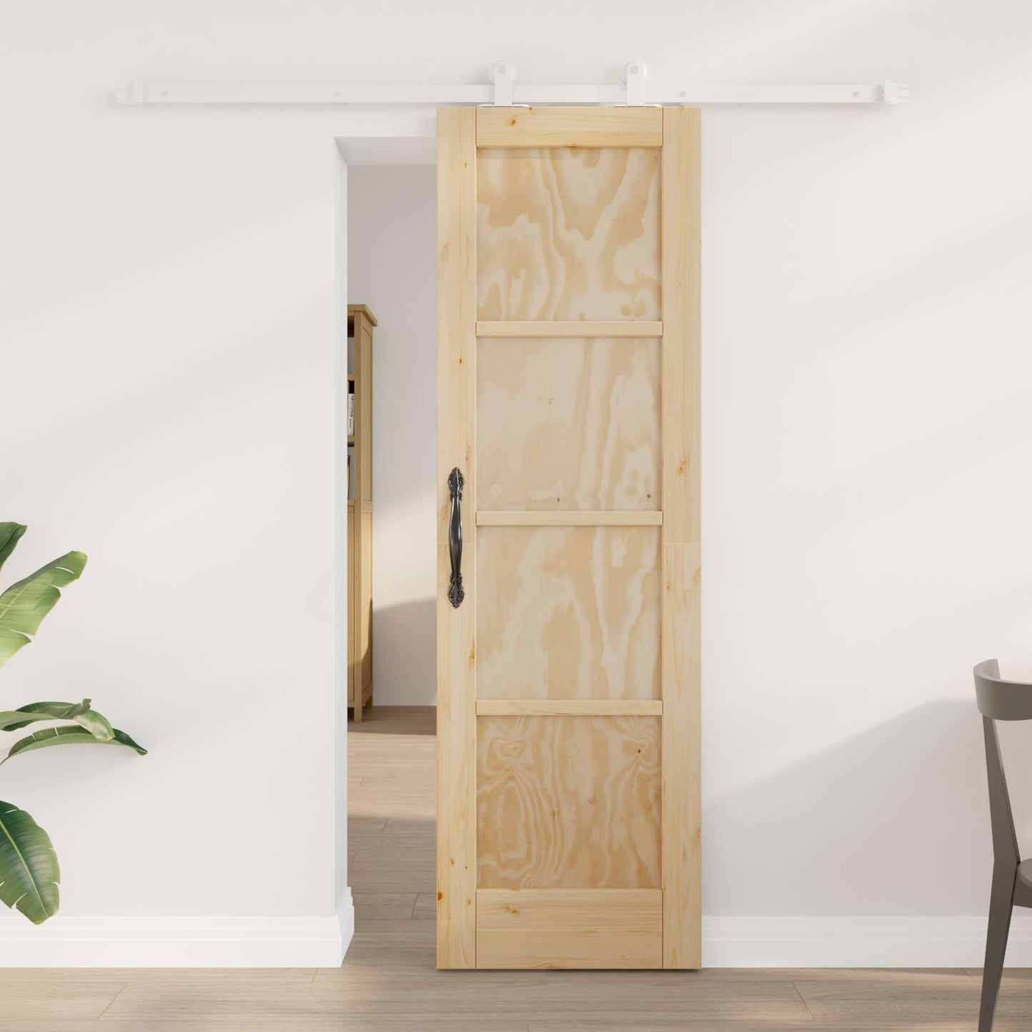 Sliding Door Natural and White 61 x 198.5 cm Solid Pine Wood