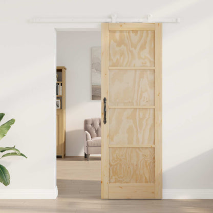 Sliding Door Natural and White 73.5 x 211 cm Solid Pine Wood
