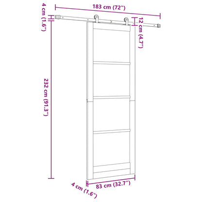 Sliding Door Natural and White 83 x 232 cm Solid Pine Wood