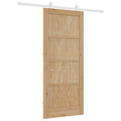 Sliding Door Natural and White 86 x 198.5 cm Solid Pine Wood