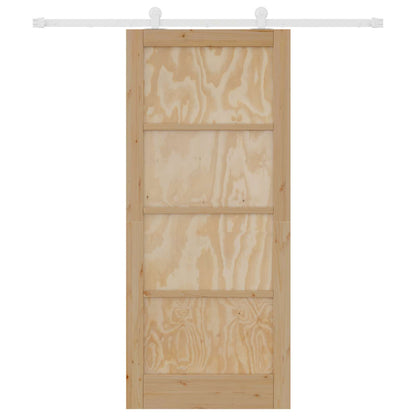 Sliding Door Natural and White 86 x 198.5 cm Solid Pine Wood
