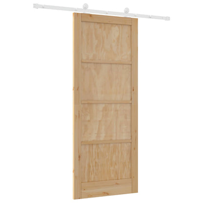 Sliding Door Natural and White 86 x 211 cm Solid Pine Wood