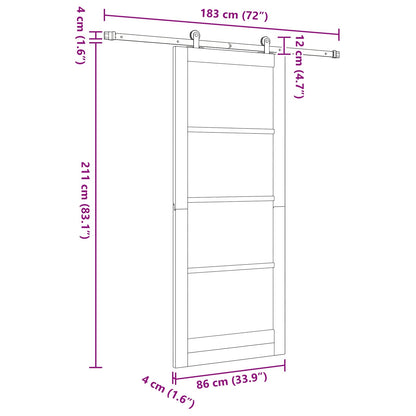 Sliding Door Natural and White 86 x 211 cm Solid Pine Wood