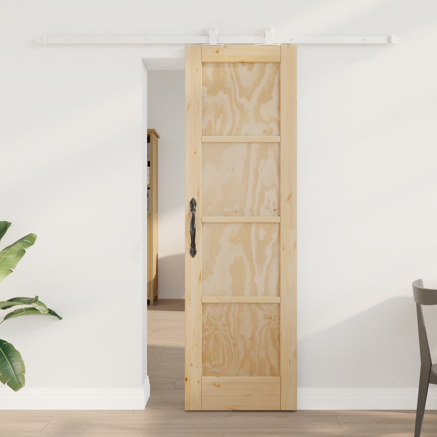 Sliding Door Natural and White 61 x 198.5 cm Solid Pine Wood