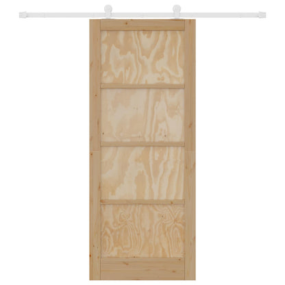 Sliding Door Natural and White 86 x 211 cm Solid Pine Wood