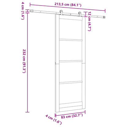 Sliding Door ORKDAL Natural 83 x 232 cm Solid Pine Wood