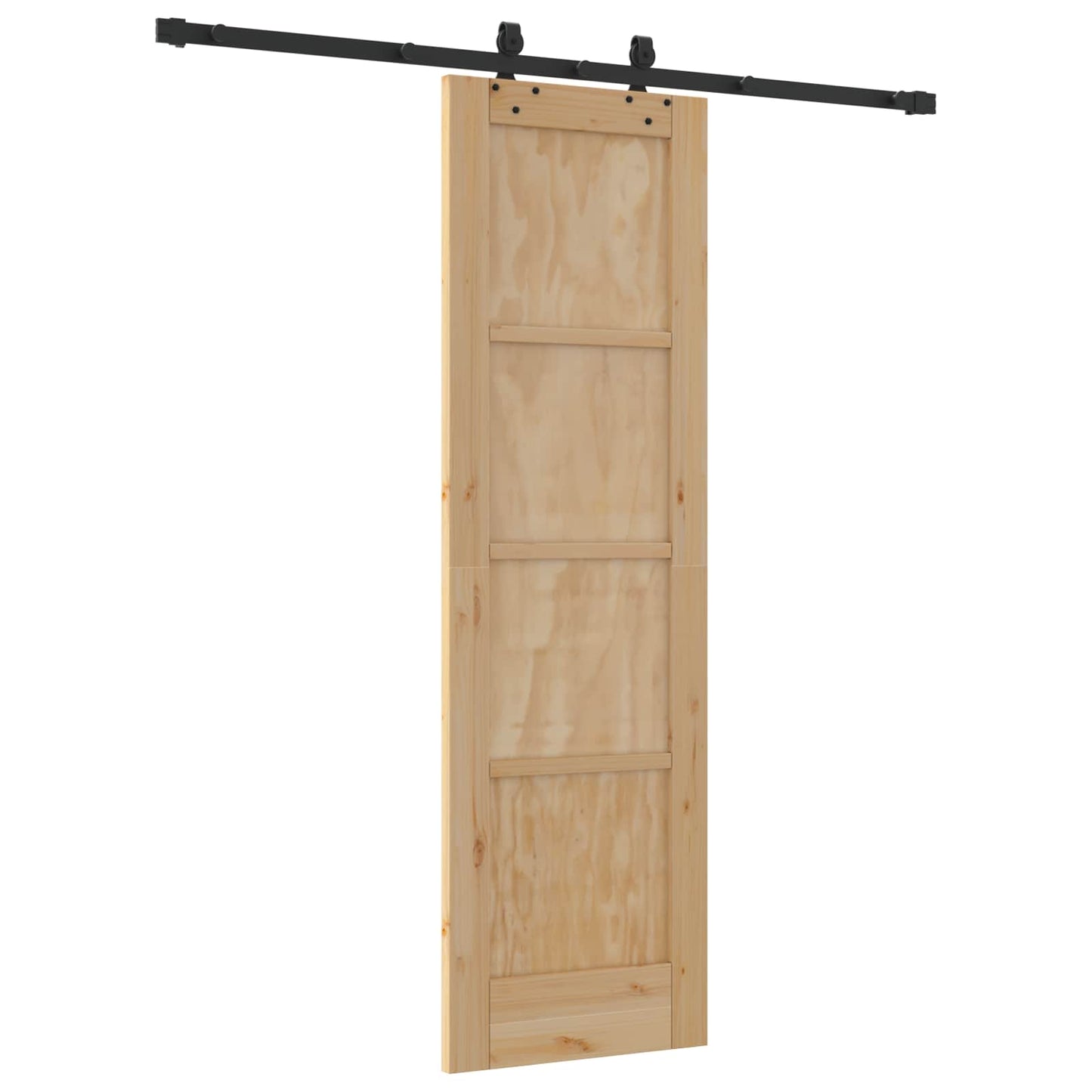 Sliding Door Natural and Black 61 x 198.5 cm Solid Pine Wood