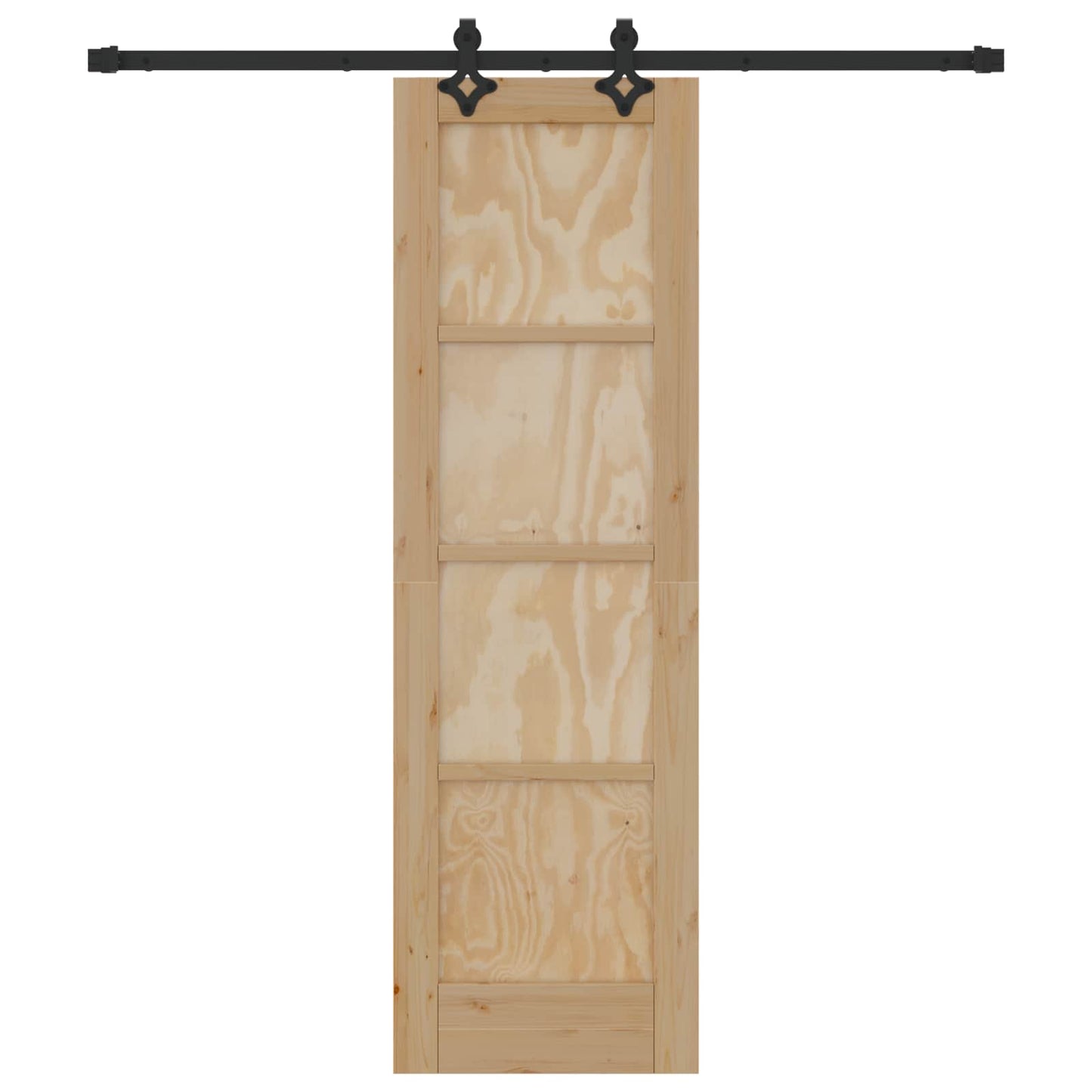 Sliding Door Natural and Black 61 x 198.5 cm Solid Pine Wood