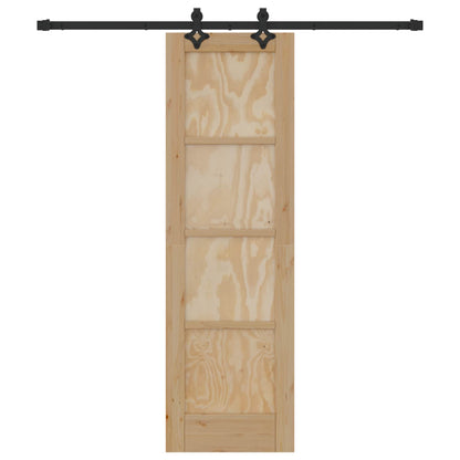 Sliding Door Natural and Black 61 x 198.5 cm Solid Pine Wood