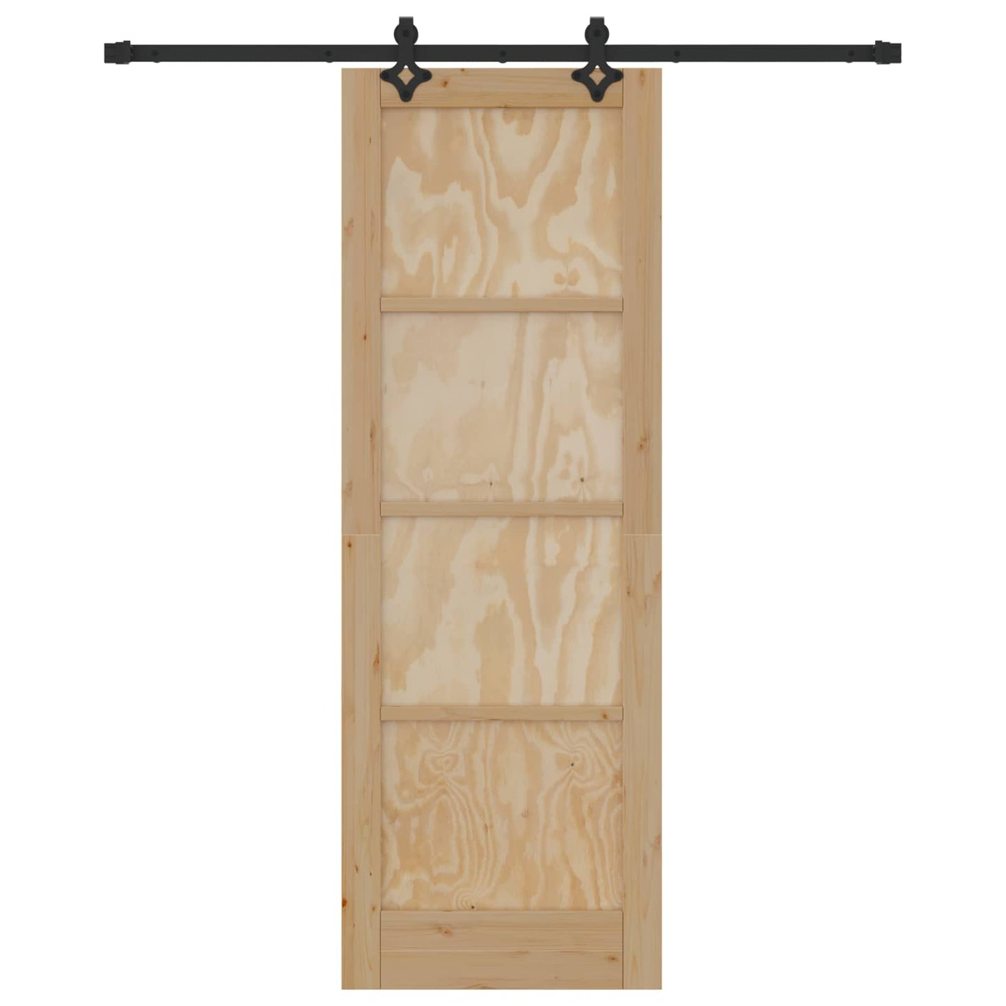 Sliding Door Natural and Black 73.5 x 211 cm Solid Pine Wood