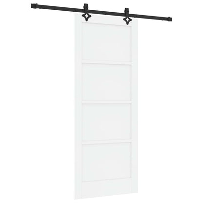 Sliding Door White and Black 83 x 202 cm Solid Pine Wood