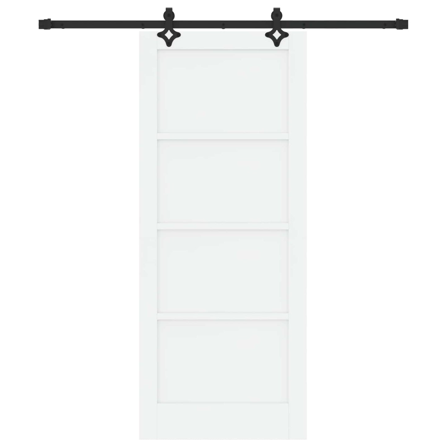 Sliding Door White and Black 83 x 202 cm Solid Pine Wood