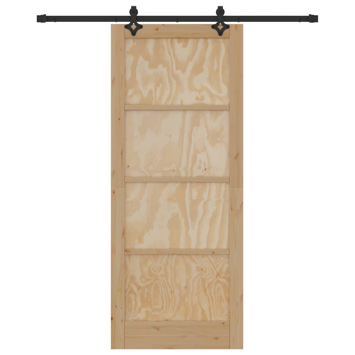 Sliding Door Natural and Black 86 x 211 cm Solid Pine Wood