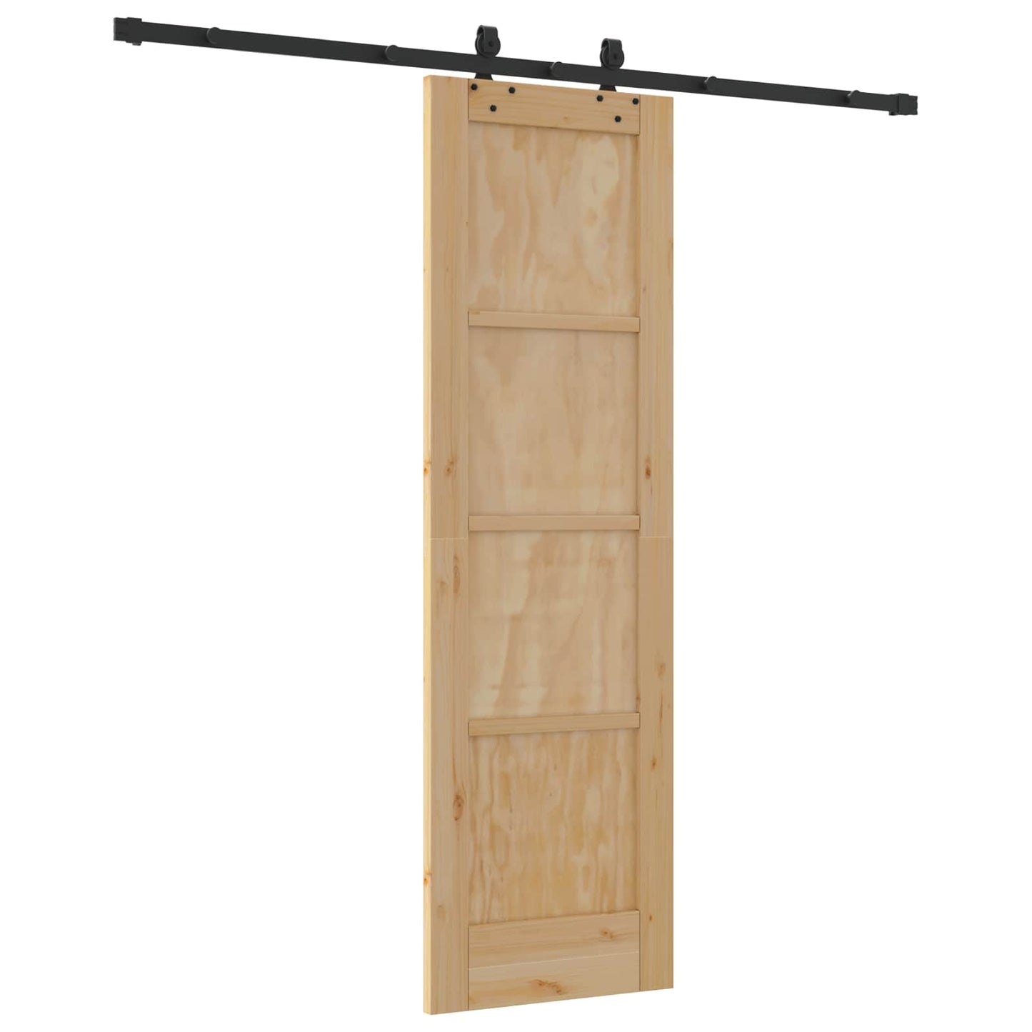 Sliding Door Natural and Black 61 x 198.5 cm Solid Pine Wood