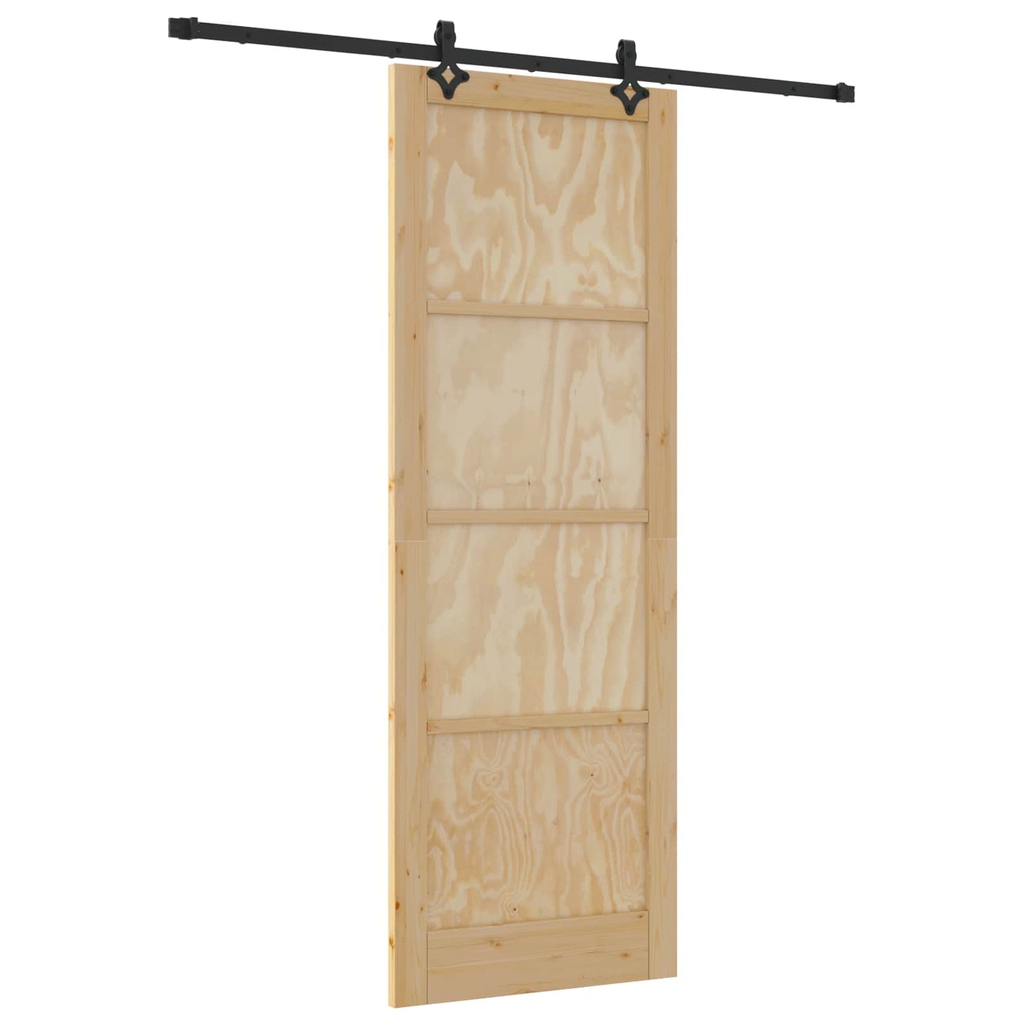 Sliding Door Natural and Black 83 x 232 cm Solid Pine Wood
