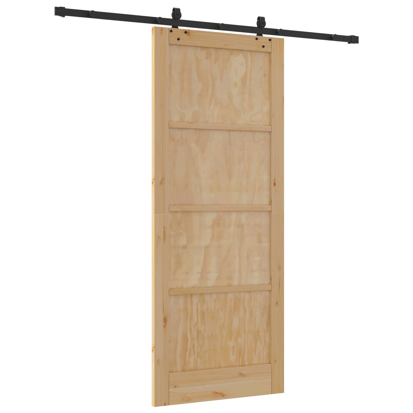 Sliding Door Natural and Black 86 x 211 cm Solid Pine Wood