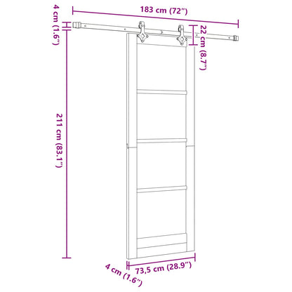 Sliding Door Natural and White 73.5 x 211 cm Solid Pine Wood