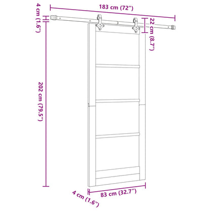 Sliding Door White 83 x 202 cm Solid Pine Wood