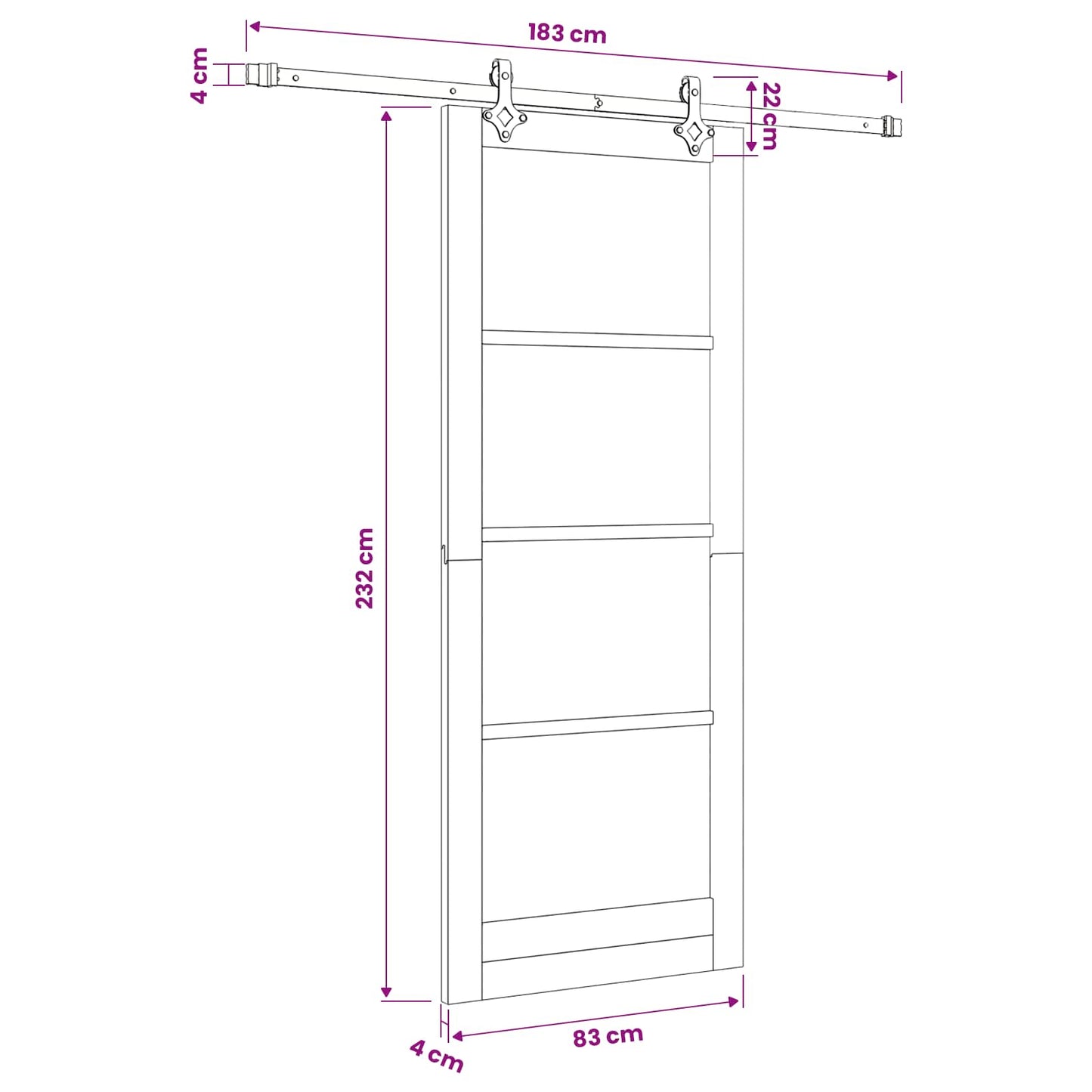 Sliding Door Natural and White 83 x 232 cm Solid Pine Wood