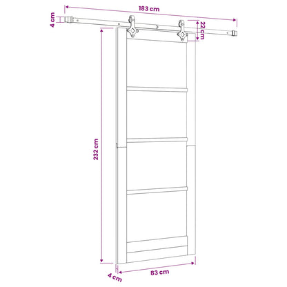 Sliding Door Natural and White 83 x 232 cm Solid Pine Wood