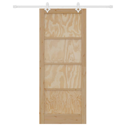 Sliding Door Natural and White 86 x 211 cm Solid Pine Wood