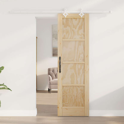 Sliding Door Natural and White 61 x 198.5 cm Solid Pine Wood