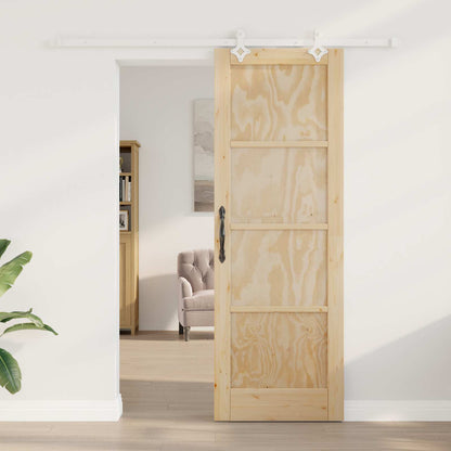 Sliding Door Natural and White 73.5 x 211 cm Solid Pine Wood