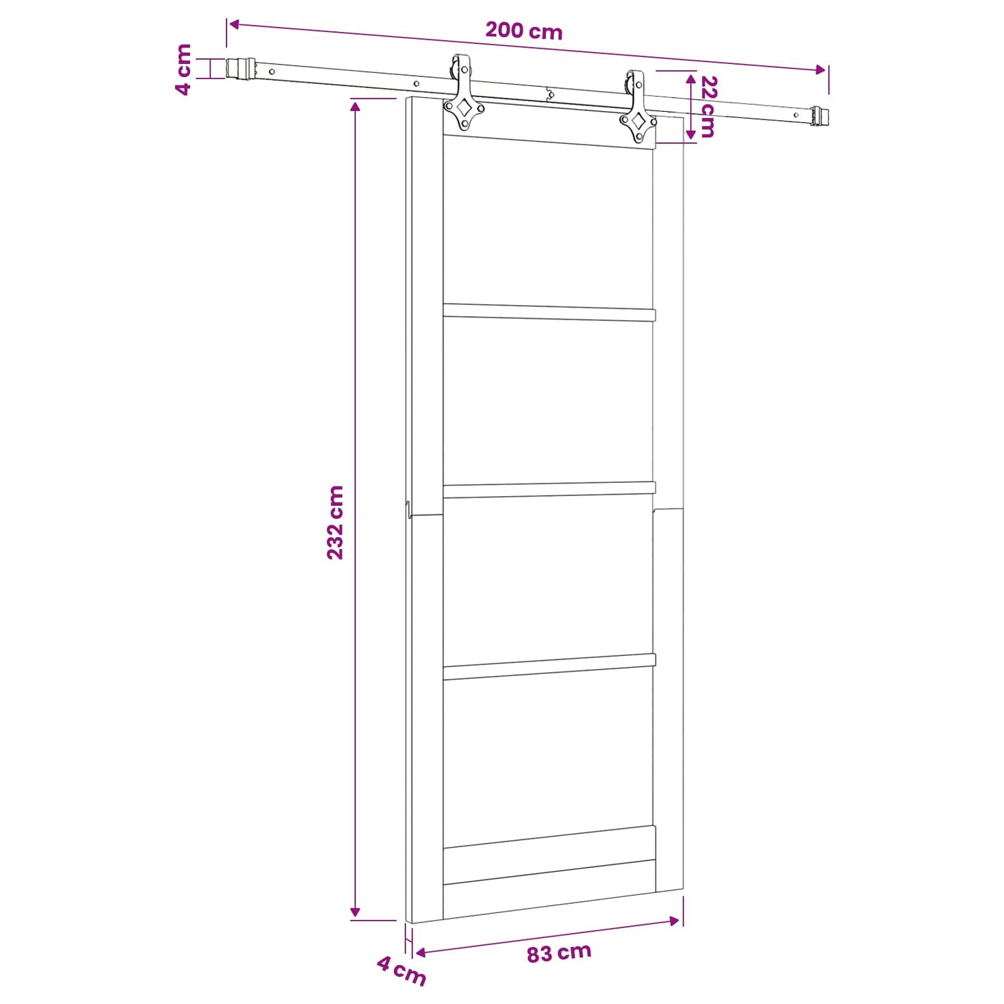 Sliding Door Natural and White 83 x 232 cm Solid Pine Wood