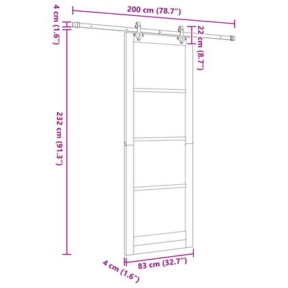Sliding Door White 83 x 232 cm Solid Pine Wood