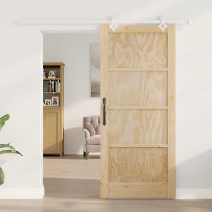 Sliding Door Natural and White 86 x 198.5 cm Solid Pine Wood