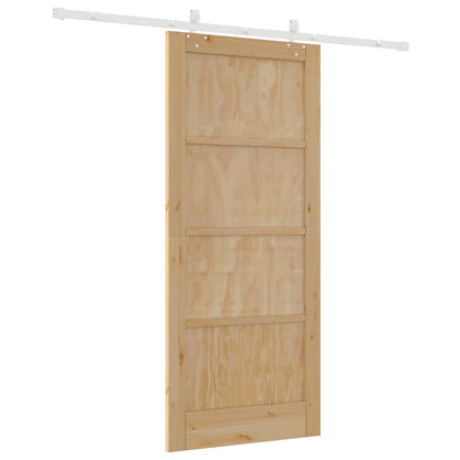 Sliding Door Natural and White 86 x 198.5 cm Solid Pine Wood
